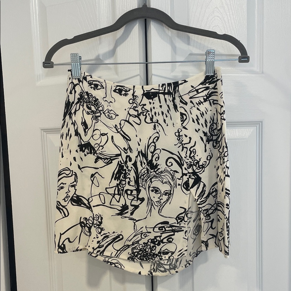 Reformation Black and White Graphic Mini Skirt